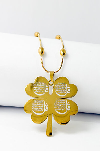 DEARWİSH Gold Color Four Leaf Clover Design Dorica Chain Stainless Steel Neck...