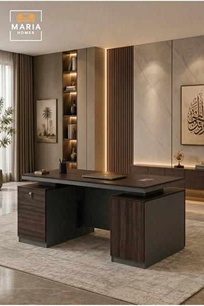 MARIA HOMES Executive Office Desk with Lockable Drawer Storage – Modern Manag...