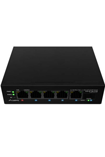 Lanberg ILFE-4P-1GE-1S-90 Switch negestionat PoE++/PoE+ cu 4 porturi 100 Mbps...