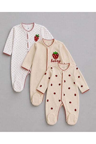 My Babies Label 0-3 Months 3-Piece Organic Fabric 100% Cotton Romper Set with...