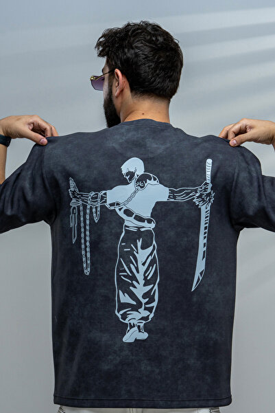 saneafn Gray T-Shirt with Togi Character Design