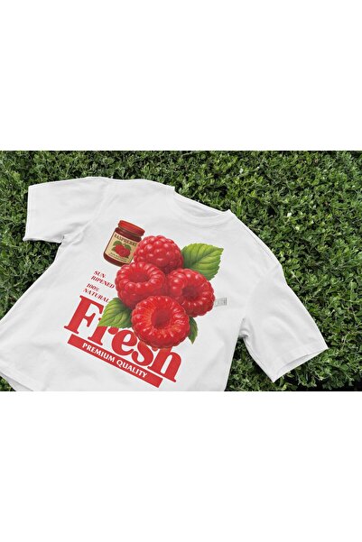 Grafftee Clothing تي شيرت كبير الحجم للجنسين مطبوع عليه توت العليق الطازج