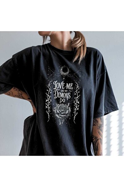 Grafftee Clothing Love Me Like My Demons Do Printed Unisex Oversize T-Shirt