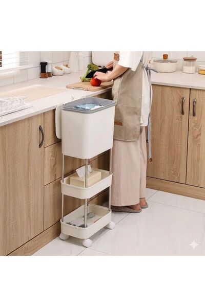 Smart Large Trash Can Vertical Garbage Bin Storage Box with Wheels, Suitable ...