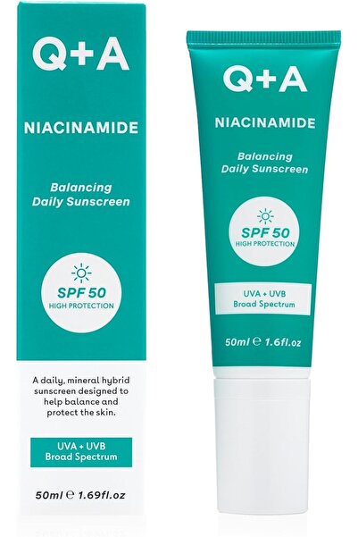 Q+A Daily Sunscreen with Niacinamide SPF 50: Ultra-Light, Non-Greasy, Broad S...