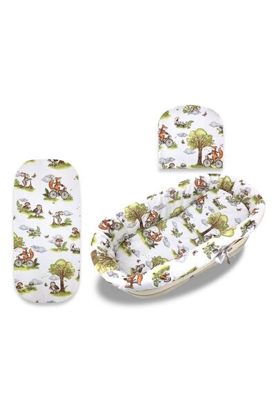 Qmini Set pentru landou/cosulet, Qmini, Cu protectie, saltea si pernuta, Din ...