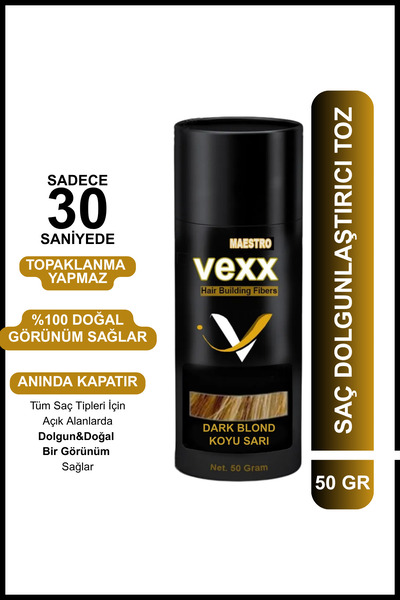 vexx maestro Vexx 50 Gr. Koyu Sarı(Dark Blonde) Saç Tozu Topik - Topaklanma Y...