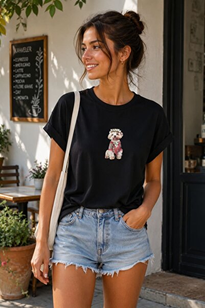 yb yağmur butik Tricou cu imprimeu Dog Stone