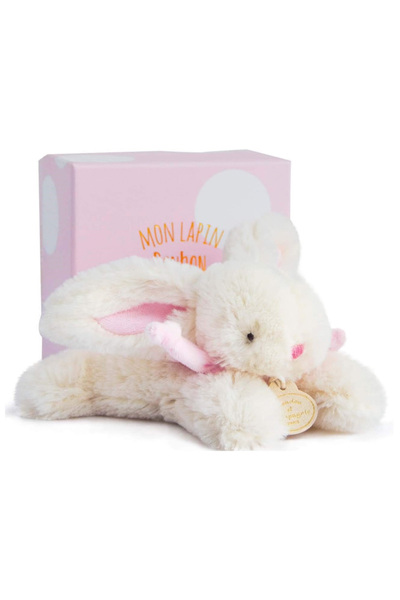 DOUDOU Iepuraș de pluș, cutie cadou, LAPIN BONBON - 16 cm