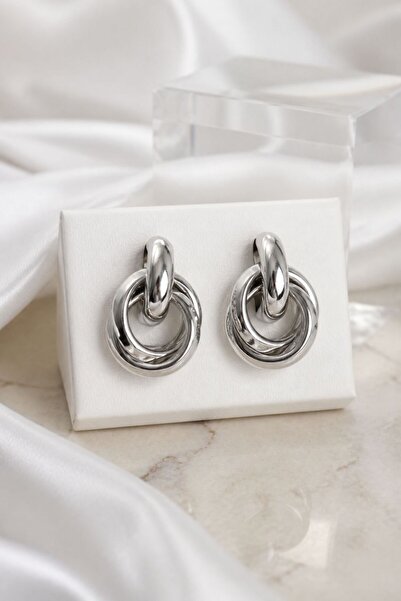 LYKOS Steel Silver Color Hoop Model Women's Earrings