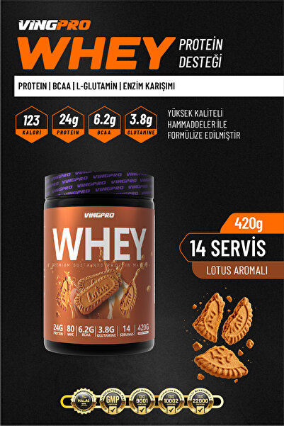 vingpro WHEY PROTEIN PRO WPC80 420GR 14 SERVİS LOTUS