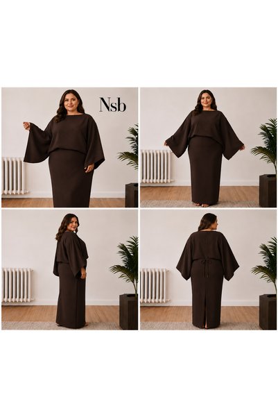 Nsb Tasarım Loose Sleeve Detail Plus Size Dress