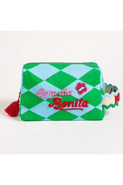 Zsa Zsa Zsu Rajpath Yeşil - Mavi Makyaj Çantası 25x16x10.5 Cm