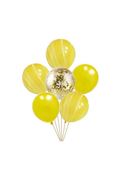 MP Mirific Party Set 6 baloane din latex cu confetti, galbene