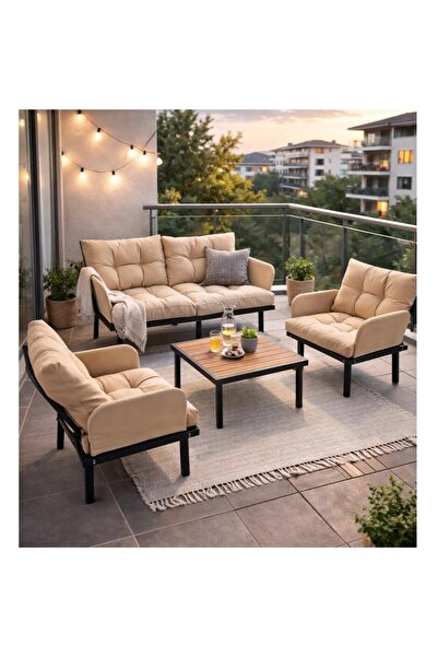 Güzelkan Bahçe Takımı Balkon ve Cafe Modüler Metal Koltuk Takımı 2+1+1 Sehpal...