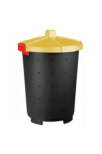 Keeeper Coș de gunoi cu capac de 65L, Negru/Galben