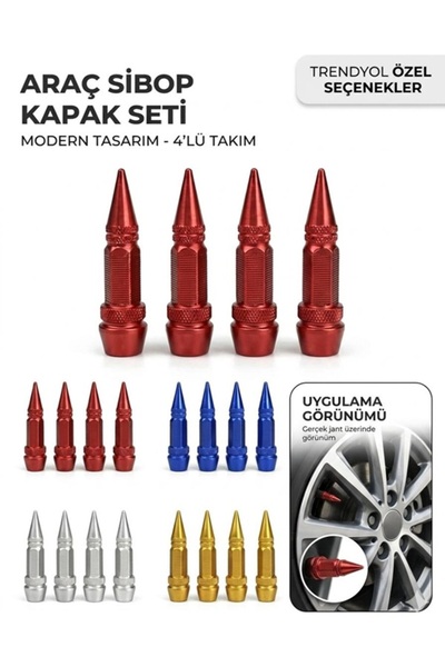 OTO SÜSLEN İSTANBUL Sivri Metal Sibop Kapağı Kırmızı 6cm