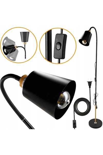 Kraft&dele Lampă de podea LED, 150cm, neagră, stil Loft, 1x E27, cu întrerupător