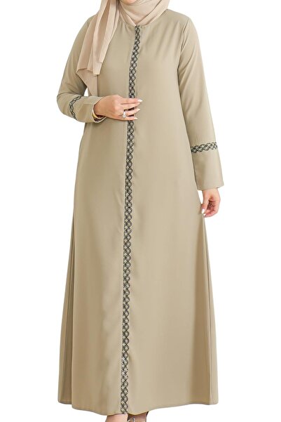 OEM Rochie de rugăciune pentru femei Abaya Elegantă Brodată Aerisită Bej S