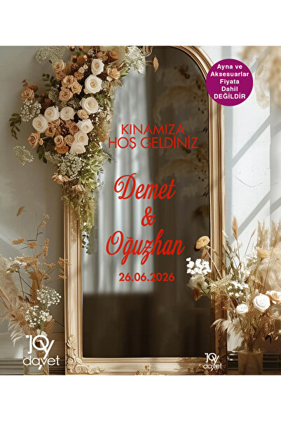 MasKEY Düğün Nişan Söz Kına Doğum Günü Ayna Yazısı Kırmızı Sticker