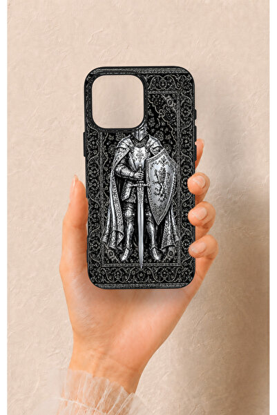 Vip Case iPhone 16 Pro Max Uyumlu Şövalye Desenli Silikon Kılıf