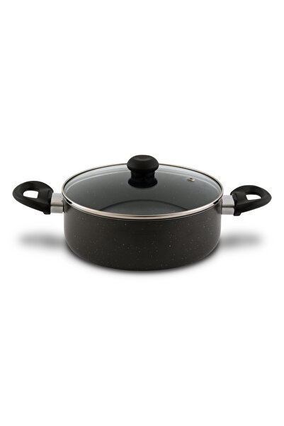 DELICI ASP32GE 32 CM Granite Nonstick Sauce Pan, Glass Lid, PFOA Free, Induct...