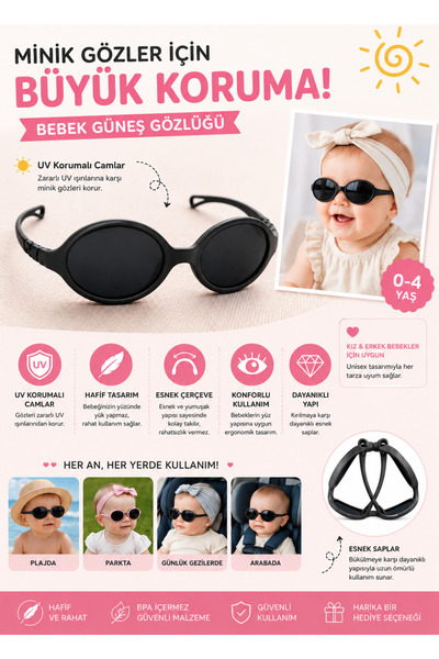 Fitzherbert 0 - 5 Years Old Baby Sunglasses Flexible Unbreakable Flexible Fra...