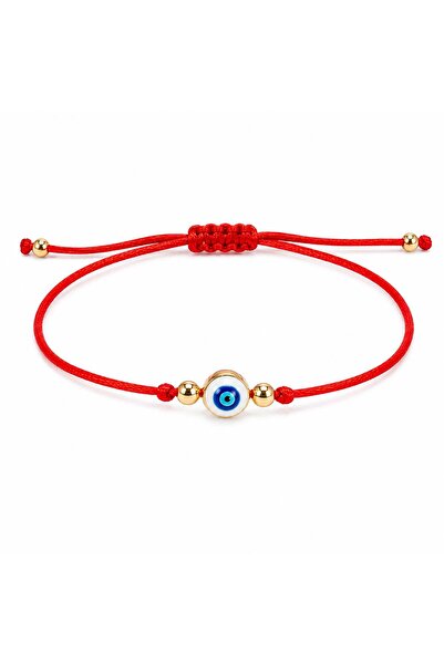 maycollection White Evil Eye Red String Bracelet