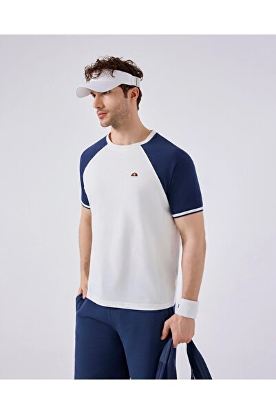 Ellesse 6SM5013-OF Erkek Tişört - Kırık Beyaz/Lacivert