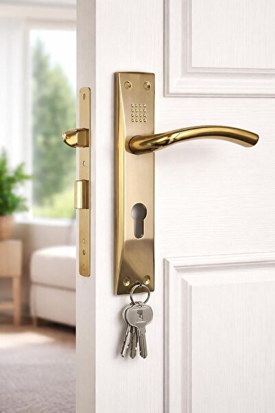 Generic Door Lock Set with Handles, Antique Brass Finish, Mortise Lock Body, ...