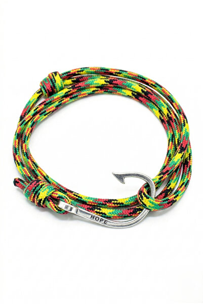 Gorgeous Unisex Rasta Colorful Metal Hook Design Rope Bracelet