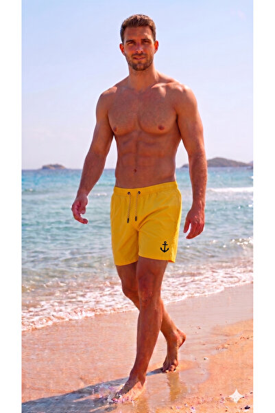 My-o Çapa Detail Men's Swim Shorts Quick Drying Zippered Double Pockets - Tie...