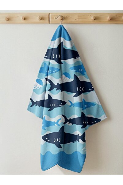 Civil Boys Shark Patterned Towel - Blue