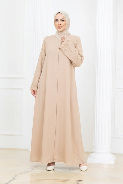 NİLNUR MODA New Season Women's Ecrin Pearl Detailed Ferace Petek