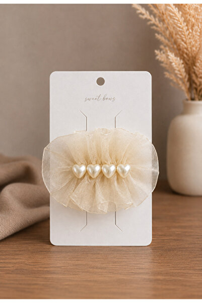 Laria Women's Heart Romantic Touch Pearl and Tulle Hair Clip