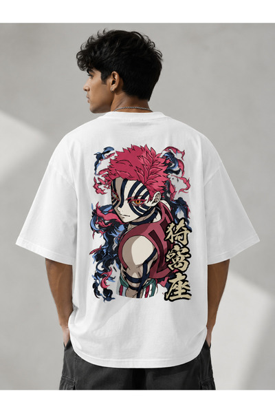 Nulivez Demon Slayer Akaza Anime Printed Oversize Unisex T-Shirt |   Manga an...