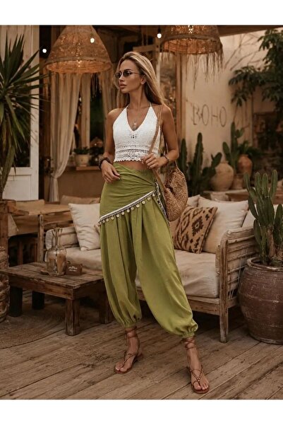 Butikcadde Modal Kumaş Şalvar Takım Yeşil