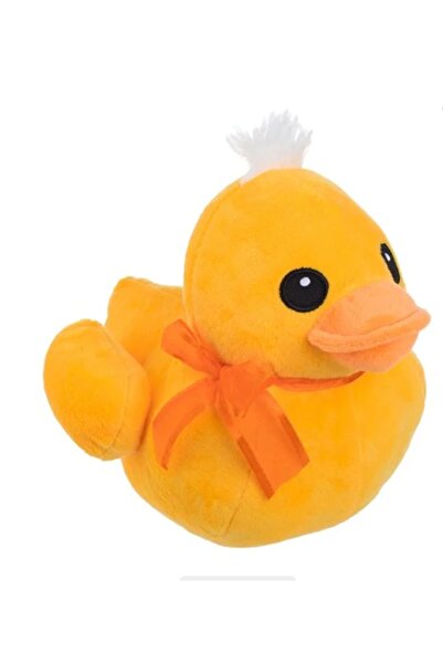 OEM Rață de pluș galbenă cu fundă portocalie 20 cm