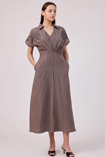 Rain and River Embroidery Detailed Tencel Dress