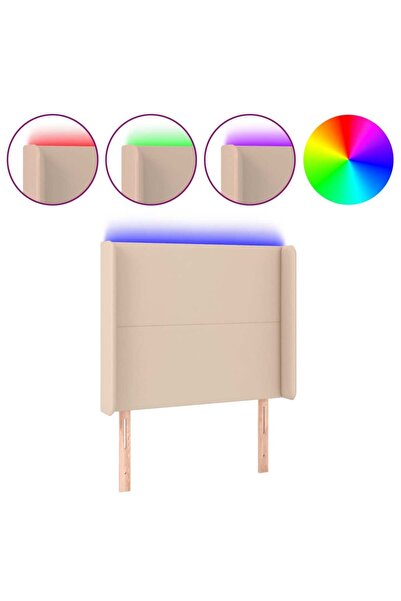 vidaxl Tăblie de pat cu LED, cappuccino, 103x16x118/128 cm, piele