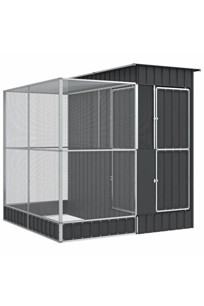 vidaxl Volieră cu extensie, argintie, 209 x 203 x 216 cm, oțel