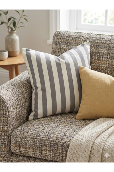 noisette Striped Throw Pillow Cover 3-Piece Set / Hidden Zipper - Does Not Fa...