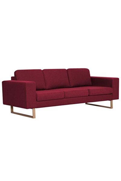 vidaxl Canapea cu 3 locuri, bordo, material textil