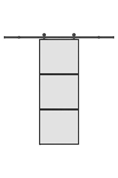 vidaxl Ușă glisantă cu sticlă securizată și set de feronerie din aluminiu