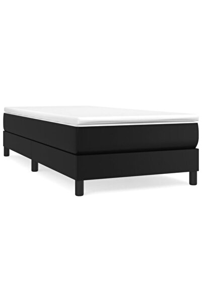 vidaxl Cadru de pat cu arcuri, Negru, 80 x 200 cm, Piele ecologică