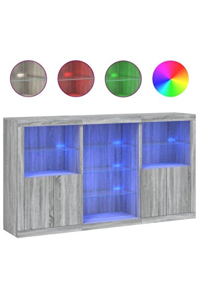 vidaxl Comodă cu lumini LED, gri Sonoma, 181,5 x 37 x 100 cm