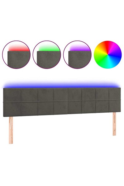 vidaxl Tăblie de pat cu LED, gri închis, 200x5x78/88 cm, catifea