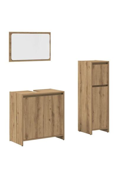 vidaxl Set de mobilier de baie din 3 piese, stejar artizanal, lemn prelucrat