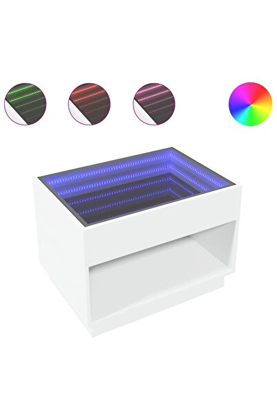 vidaxl Măsuță de cafea cu LED infinity, alb, 70x50x50 cm