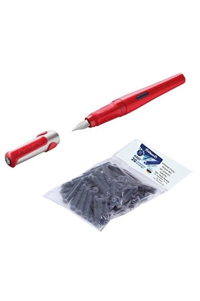 Pelikan Set stilou Pelikano pentru stângaci, cu prindere ergonomică, roșu, cu...